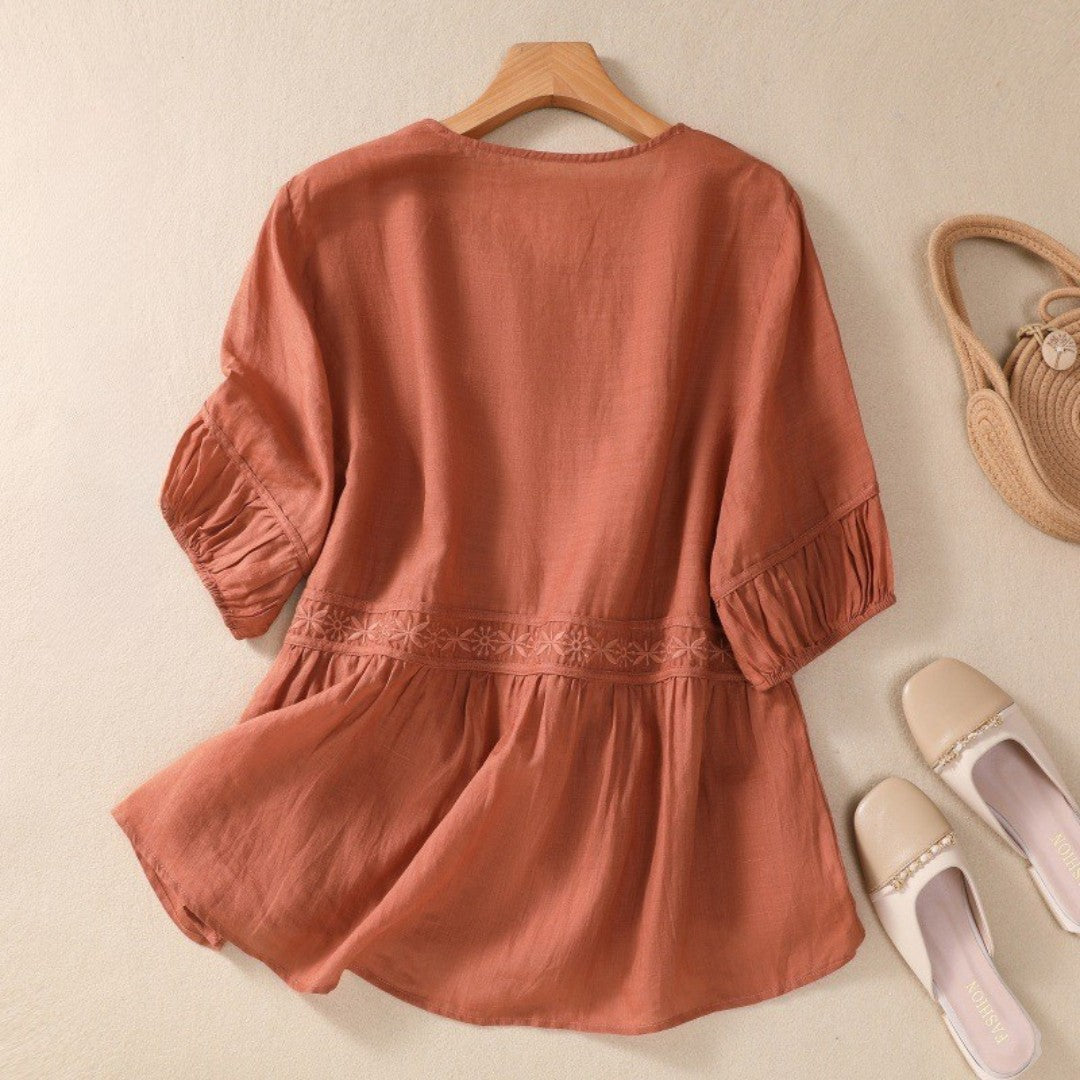 Laurienne™ | Blouse Évasée Brodée