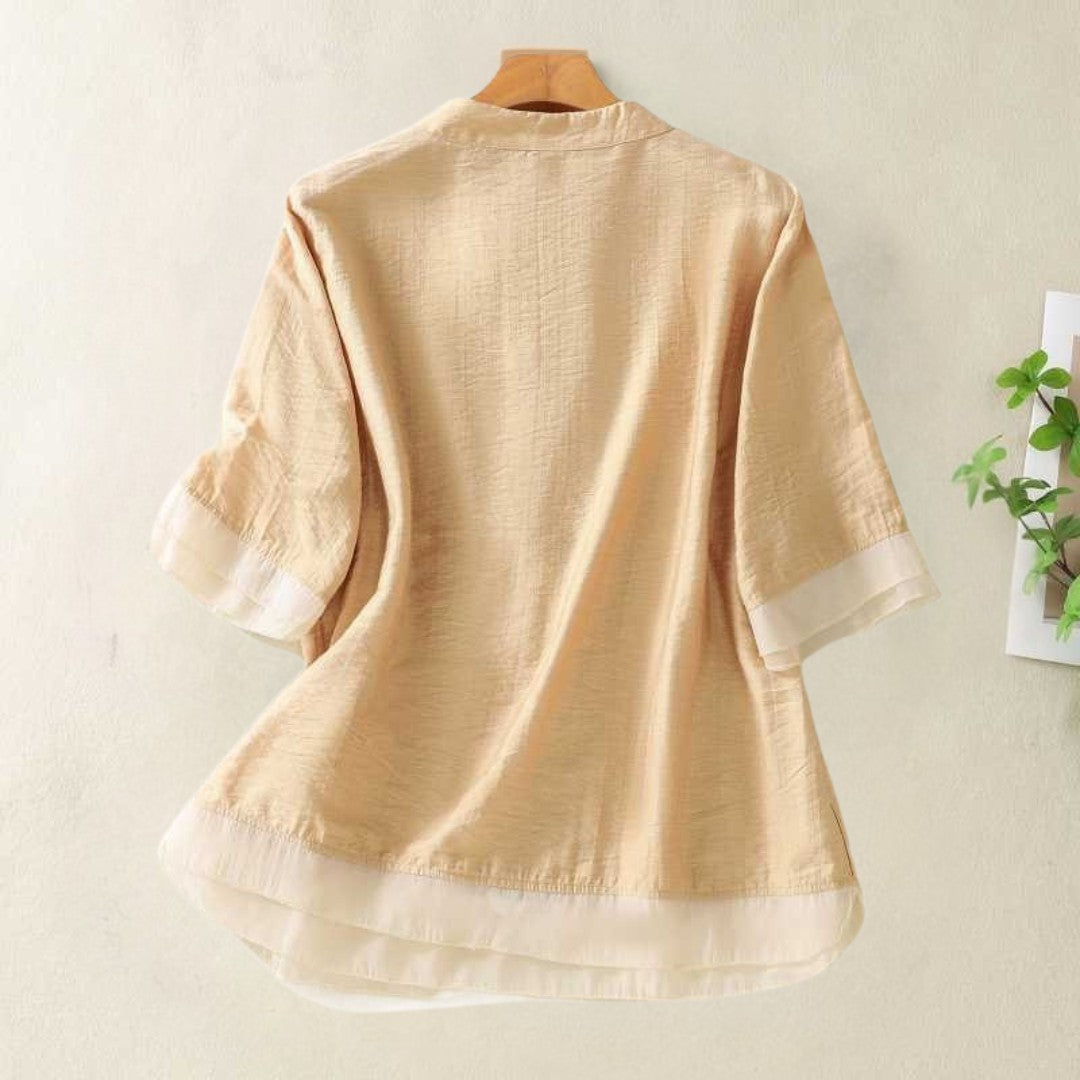 Laurienne™ | Bluse med knapper og kinakrave